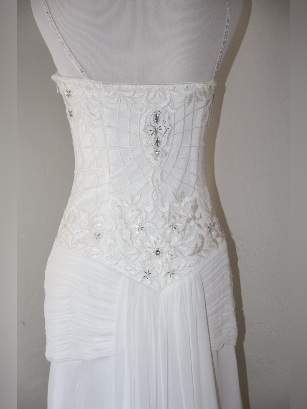 sue wong ivory beaded corset evening gown vintage y2k dress size 2 - Picture 13 of 17